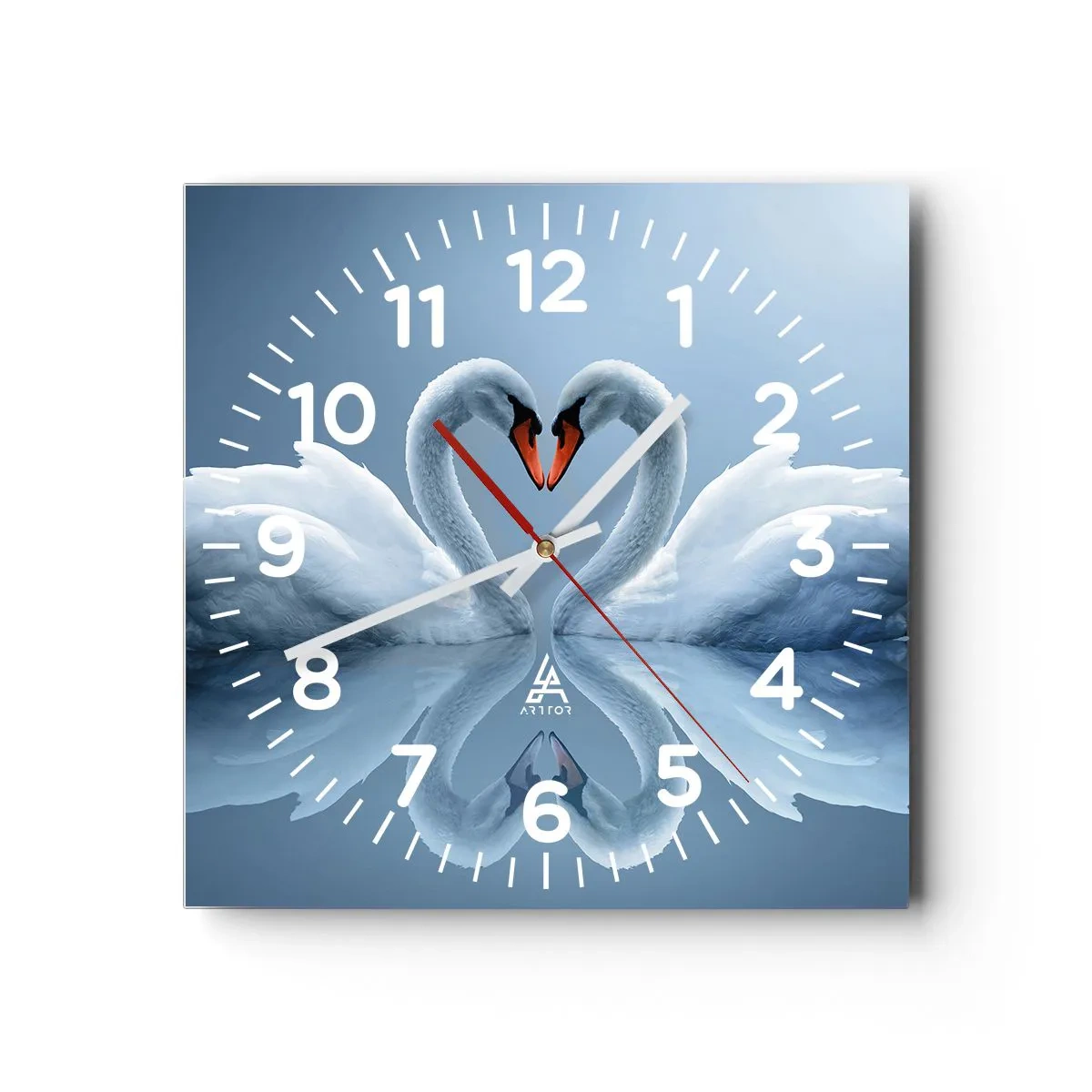 Wall clock - Clock on glass - Time for Love - 30x30 cm