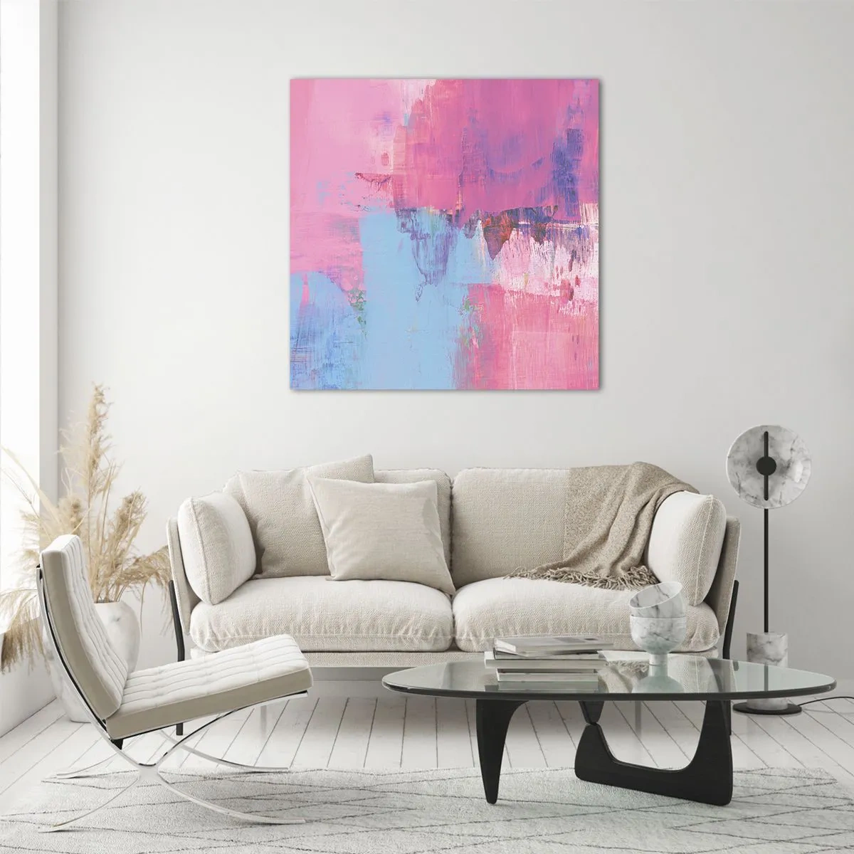 Glass picture - Pink, Blue and a Pinch of Light - 30x30 cm