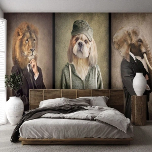 Photo Wallpaper Premium Canvas - I Prefer Casual Style - Abstraction, Lion, Dog - 400x280 cm