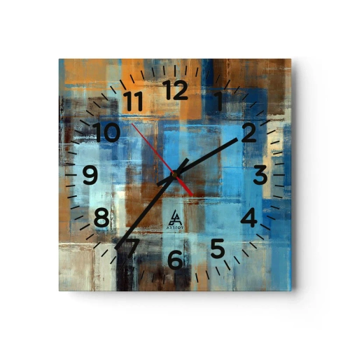 Wall clock - Clock on glass - Through Blue Curtain - 30x30 cm