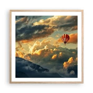 Poster in light oak frame - I Like Flying - 60x60 cm