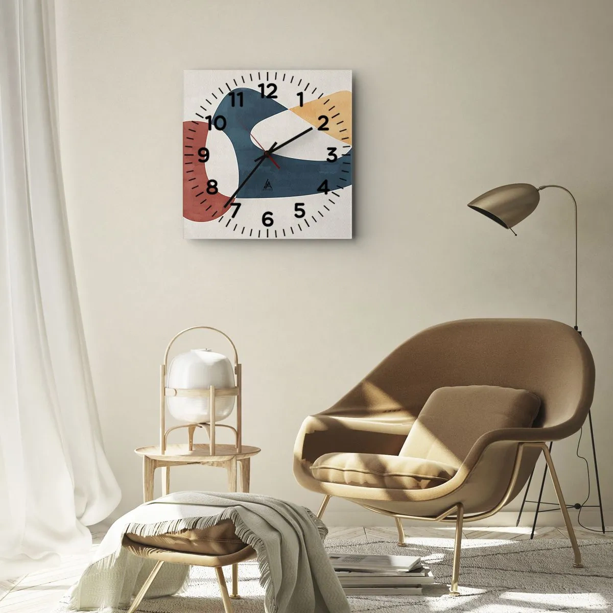 Wall clock - Clock on glass - Influences and Metamorphoses - 40x40 cm