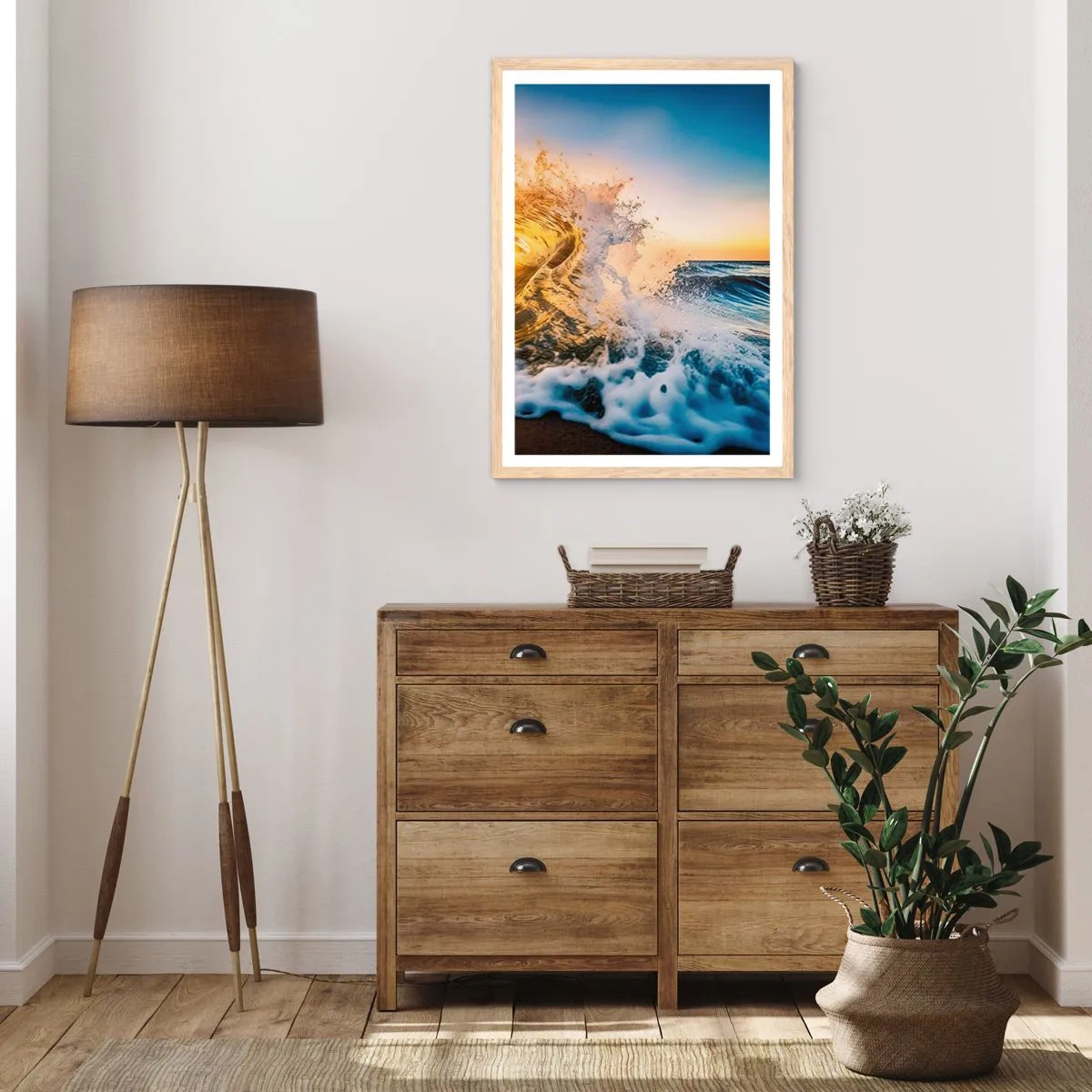 Poster in light oak frame - Playing with Sand - 30x40 cm