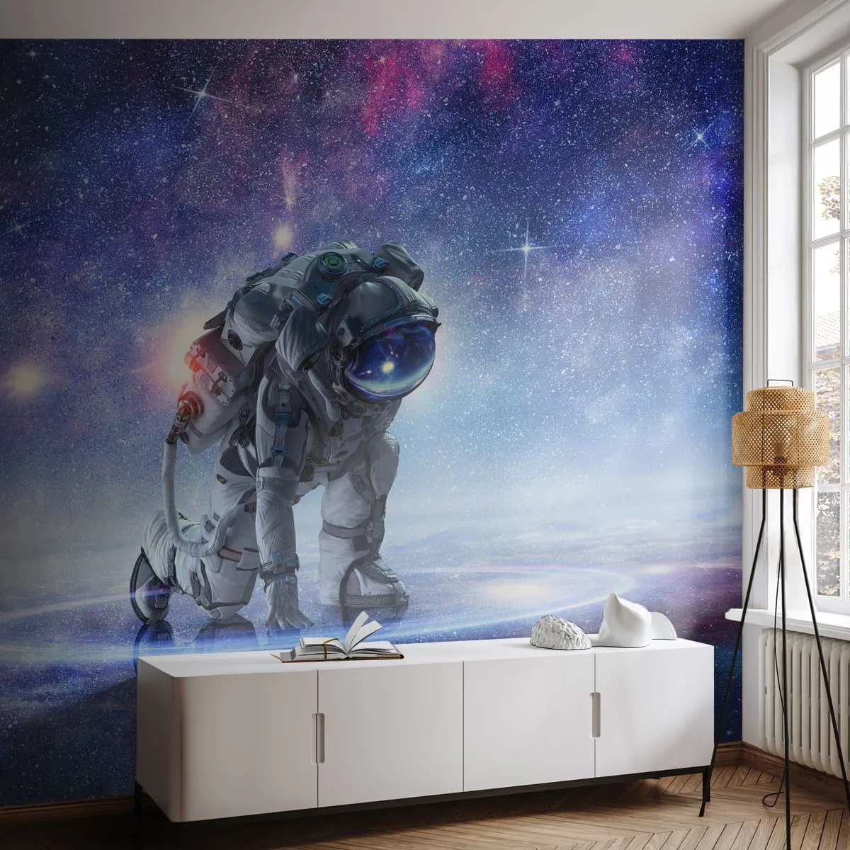 Photo Wallpaper Premium Sand - Starry Night above Me - Cosmonaut, Cosmos, Astronaut - 300x210 cm
