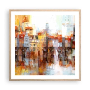 Poster in light oak frame - Under The Bridge It Is Also Pretty - 60x60 cm
