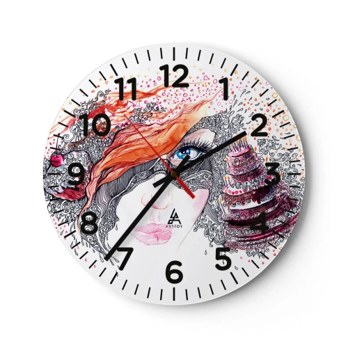 Wall clock - Clock on glass - With Her everyday Is Holiday - 40x40 cm