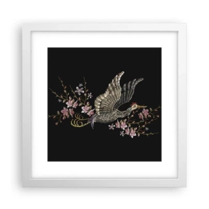 Poster in white frmae - Exotic, Embroidered Bird - 30x30 cm