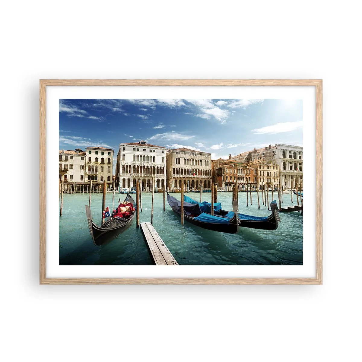 Poster in light oak frame - Palaces in Blue - 70x50 cm