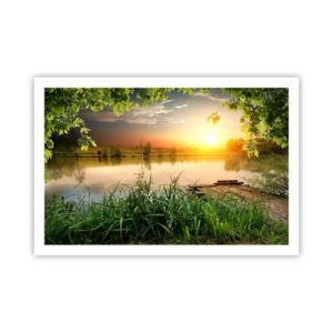 Poster - Landscape in a Green Frame - 91x61 cm