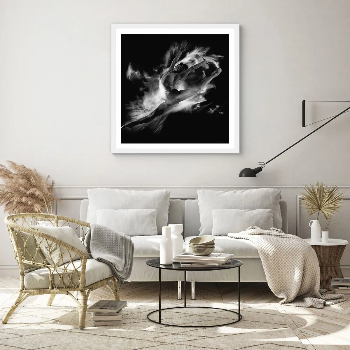 Poster in white frmae - Stopped i in Flight - 30x30 cm