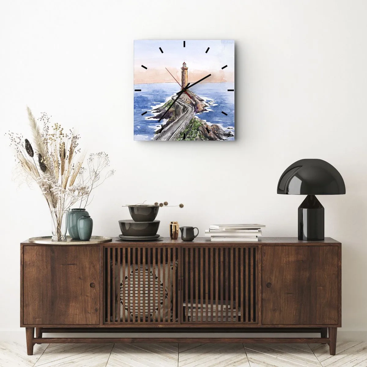Wall clock - Clock on glass - In the Direction of the Sea - 30x30 cm