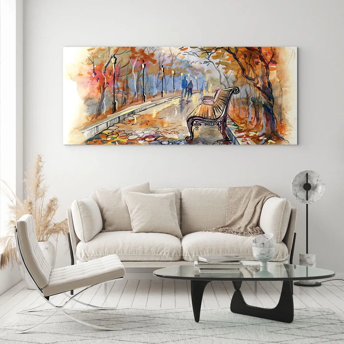 Glass picture - Walking together into Autumn - 120x50 cm