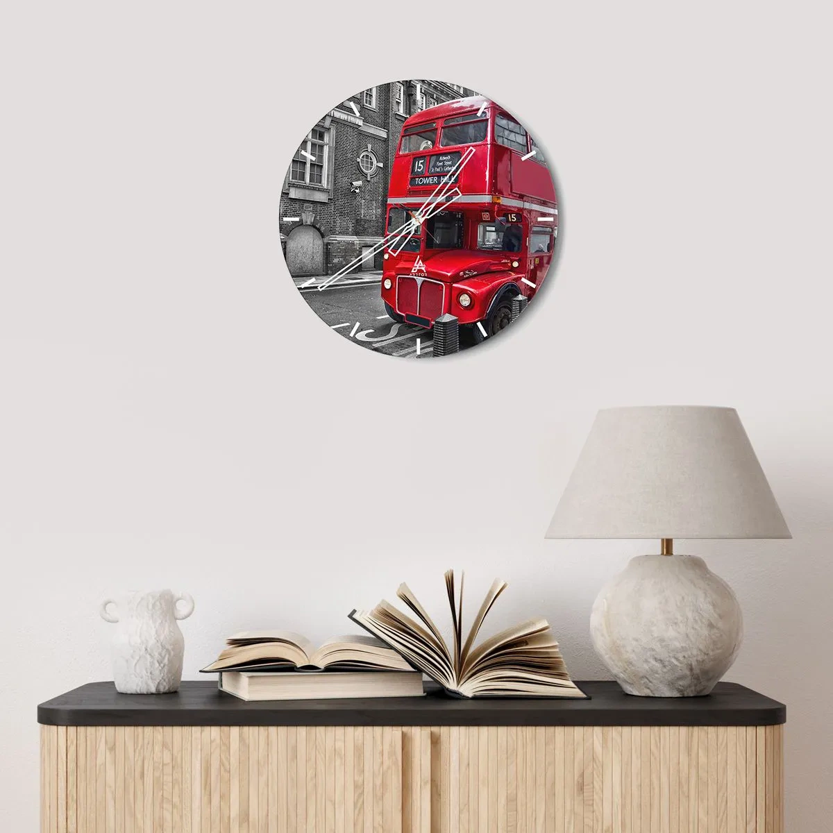 Wall clock - Clock on glass - Always the Same - 40x40 cm