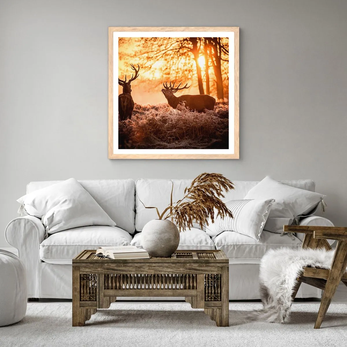 Poster in light oak frame - Hunter's Dream - 30x30 cm
