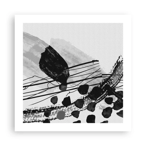 Poster - Black and White Organic Abstraction - 50x50 cm