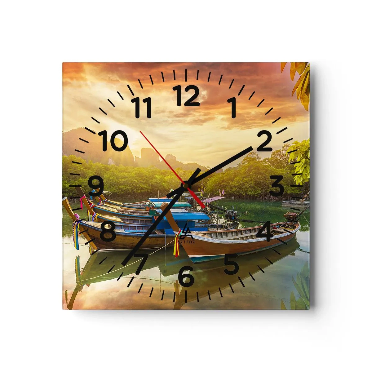 Wall clock - Clock on glass - At the Start of a Busy Day - 40x40 cm