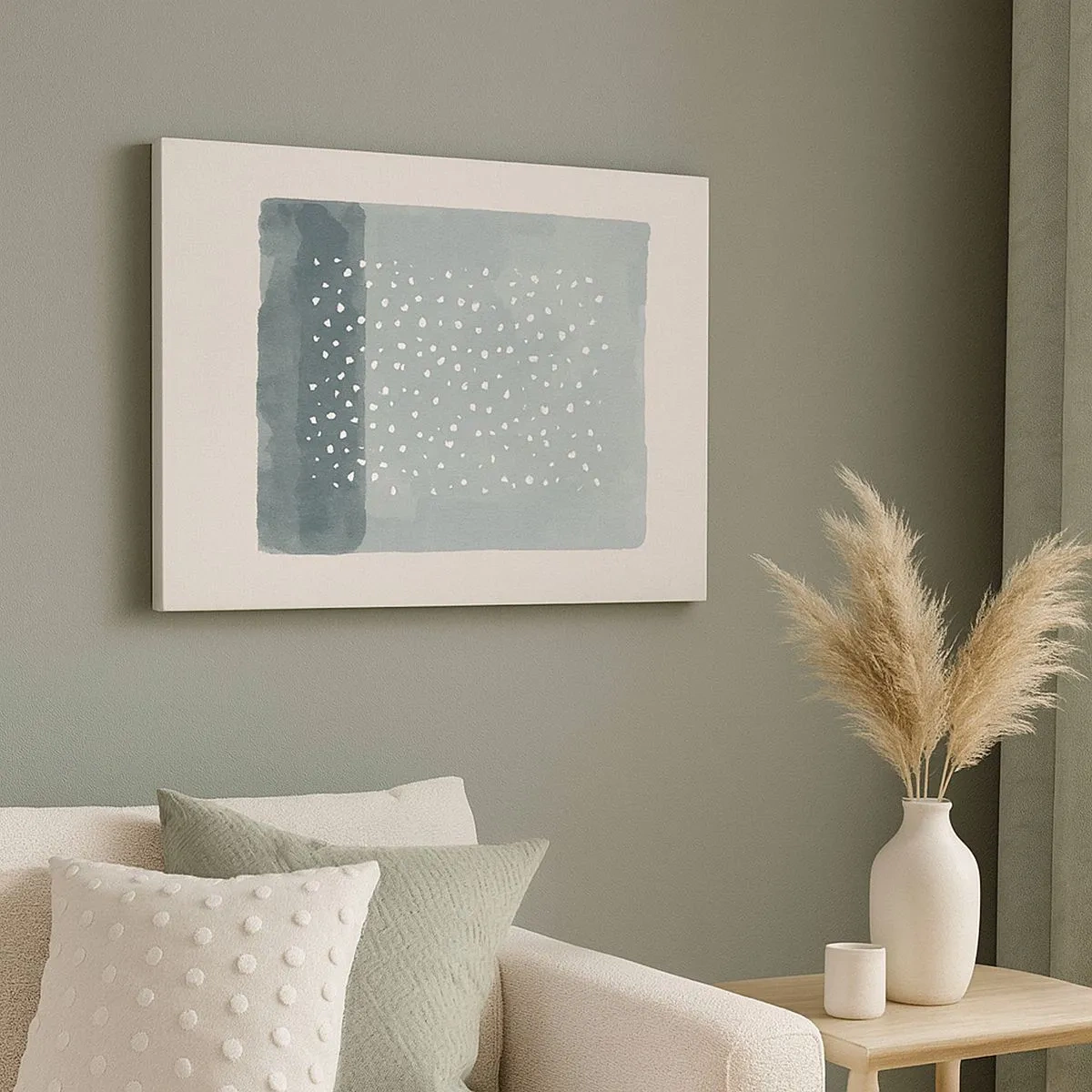 Canvas picture - A minimalist painting in shades of blue with dots - 70x50cm - Grown on the Blue - Modern wall decoration for the living room and bedroom ARTTOR