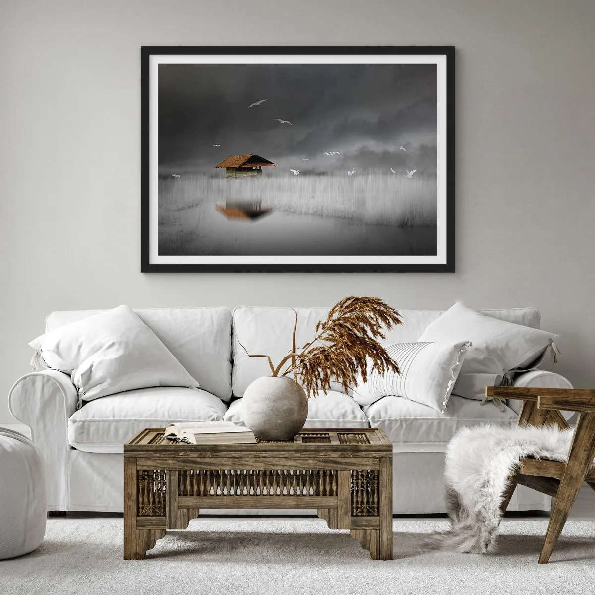 Poster in black frame - Shelter from the Rain - 100x70 cm