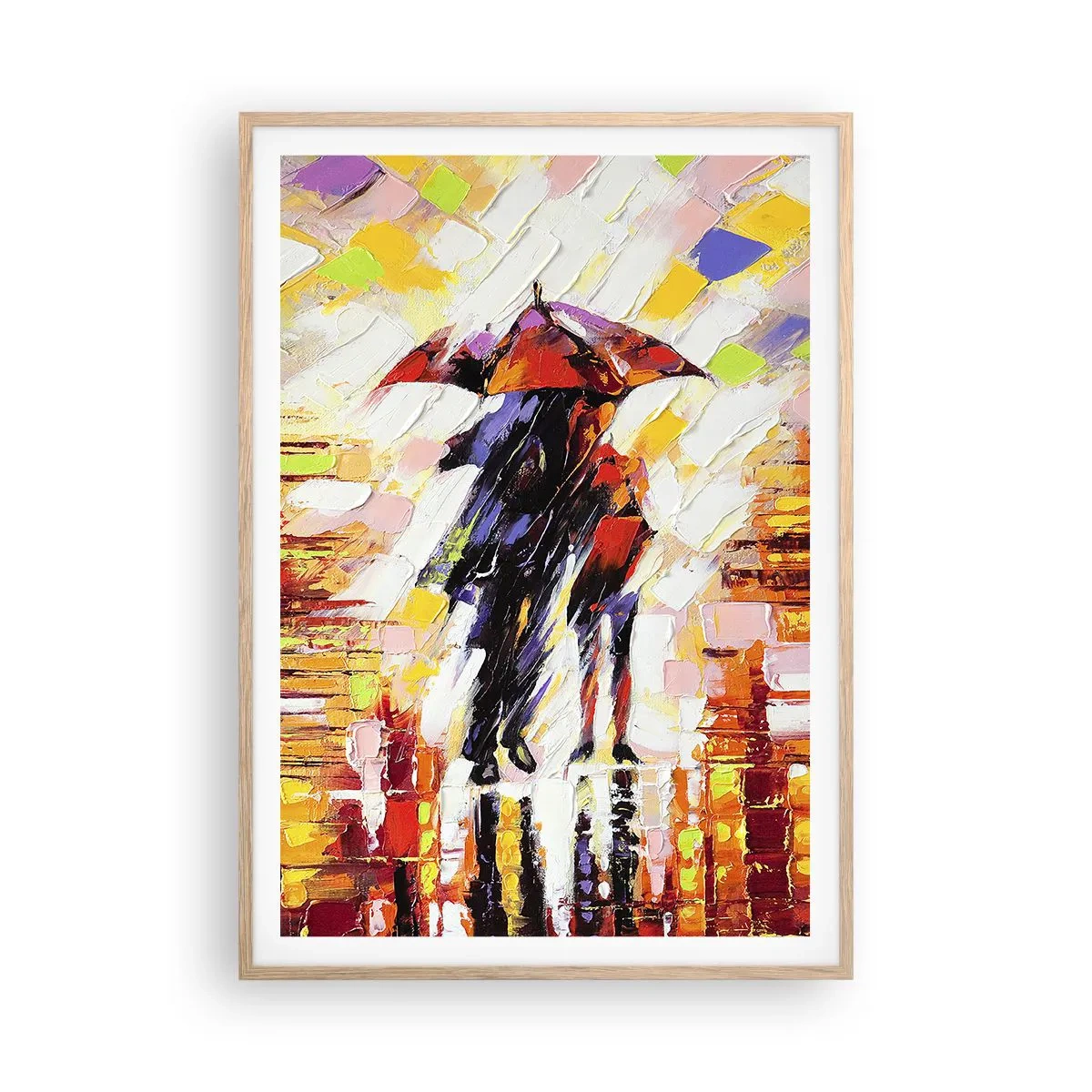 Poster in light oak frame - Together through Night and Rain - 70x100 cm