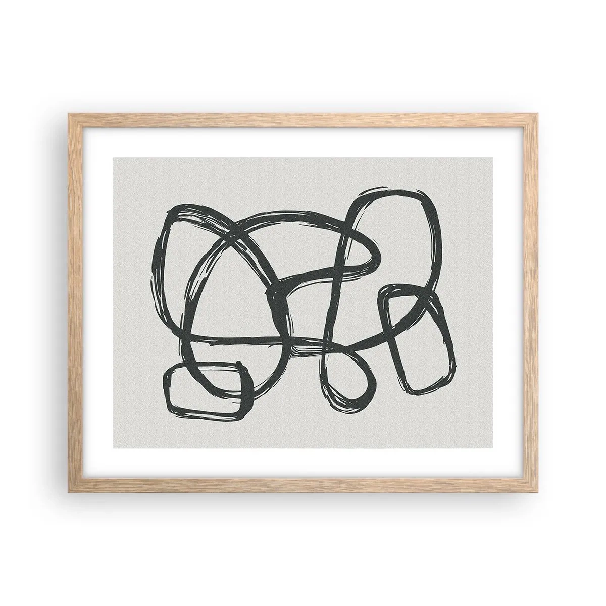 Poster in light oak frame - Abstract in Loops - 50x40 cm