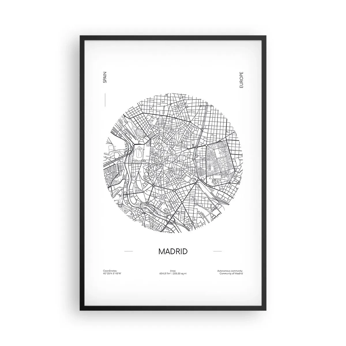 Poster in black frame - Anatomy of Madrid - 61x91 cm