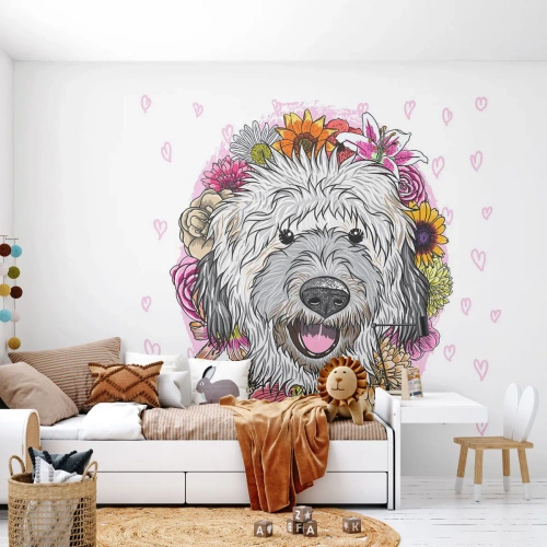 Photo Wallpaper Premium Sand - Puppy Joy - Abstraction, Dog, For children - 400x280 cm