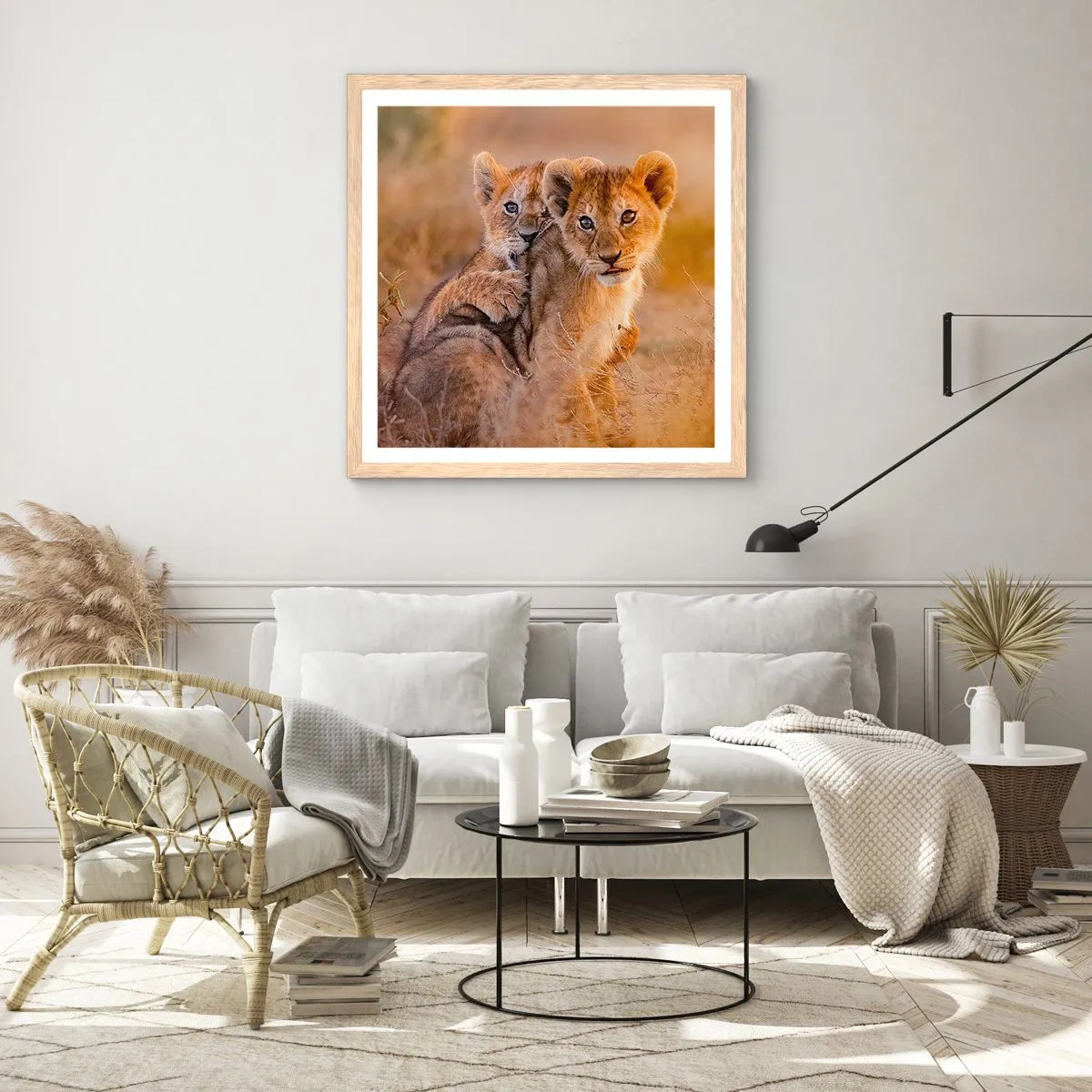 Poster in light oak frame - Do Not Disturb! We Are Playing - 50x50 cm