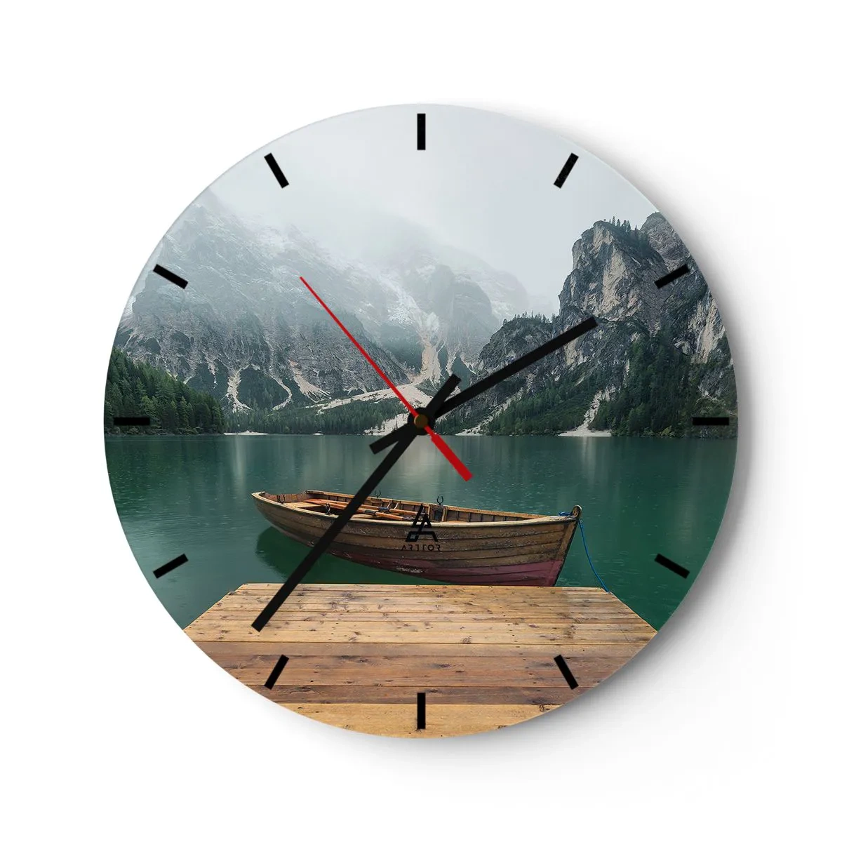 Wall clock - Clock on glass - Boat Found Solitude - 40x40 cm