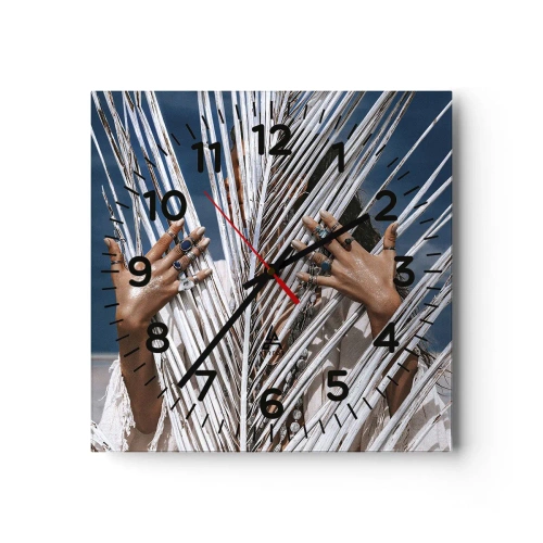 Wall clock - Clock on glass - Shaman's Girlfriend? - 40x40 cm