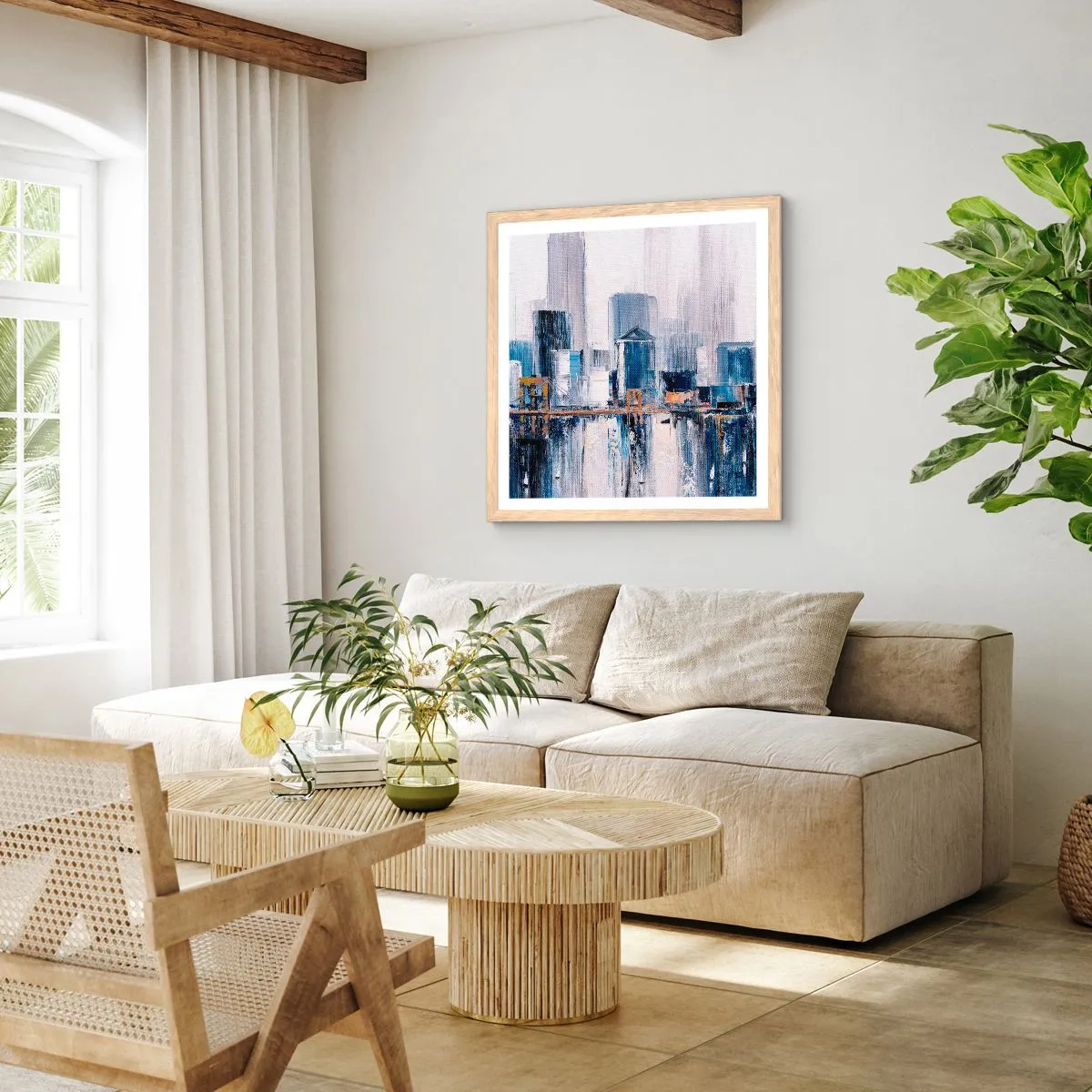 Poster in light oak frame - New York Impression - 40x40 cm