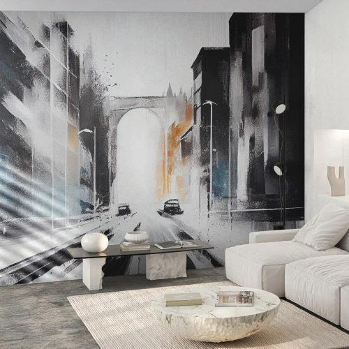 Photo Wallpaper Standard Eco - Study of a City: Architecture and Movement - Architecture, Landscape, Street - 450x315 cm