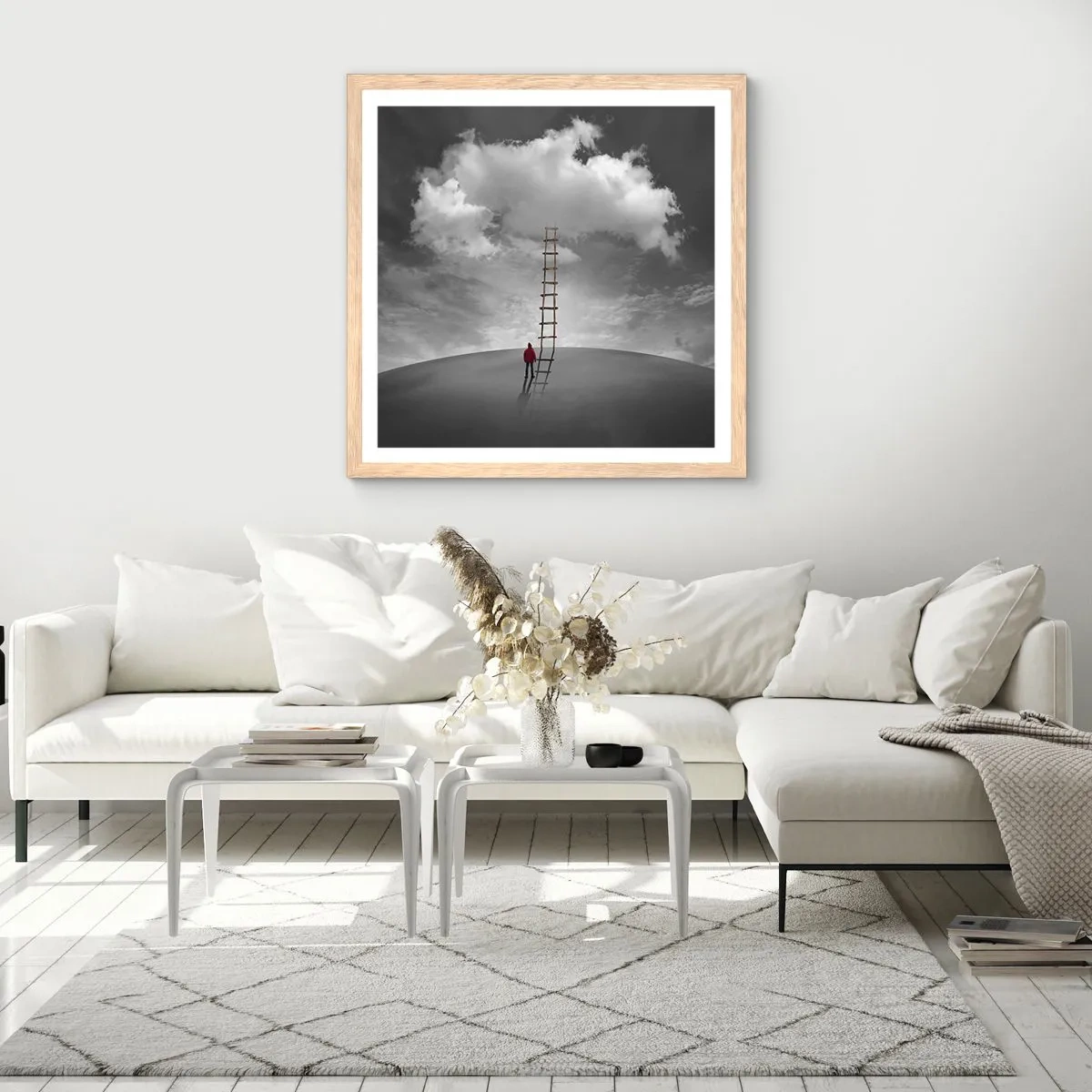 Poster in light oak frame - Everything Is Poissible - 60x60 cm