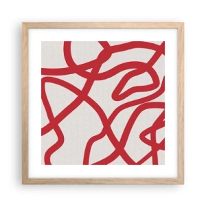 Poster in light oak frame - Red on White - 40x40 cm