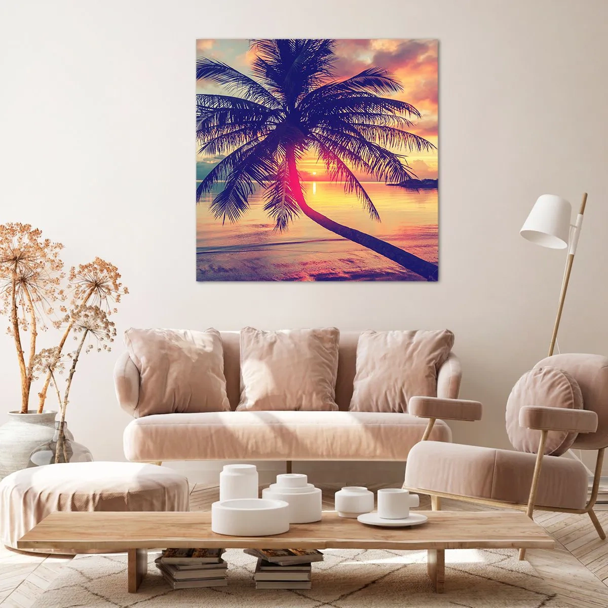 Canvas picture - Evening under the Palm Trees - 70x70 cm