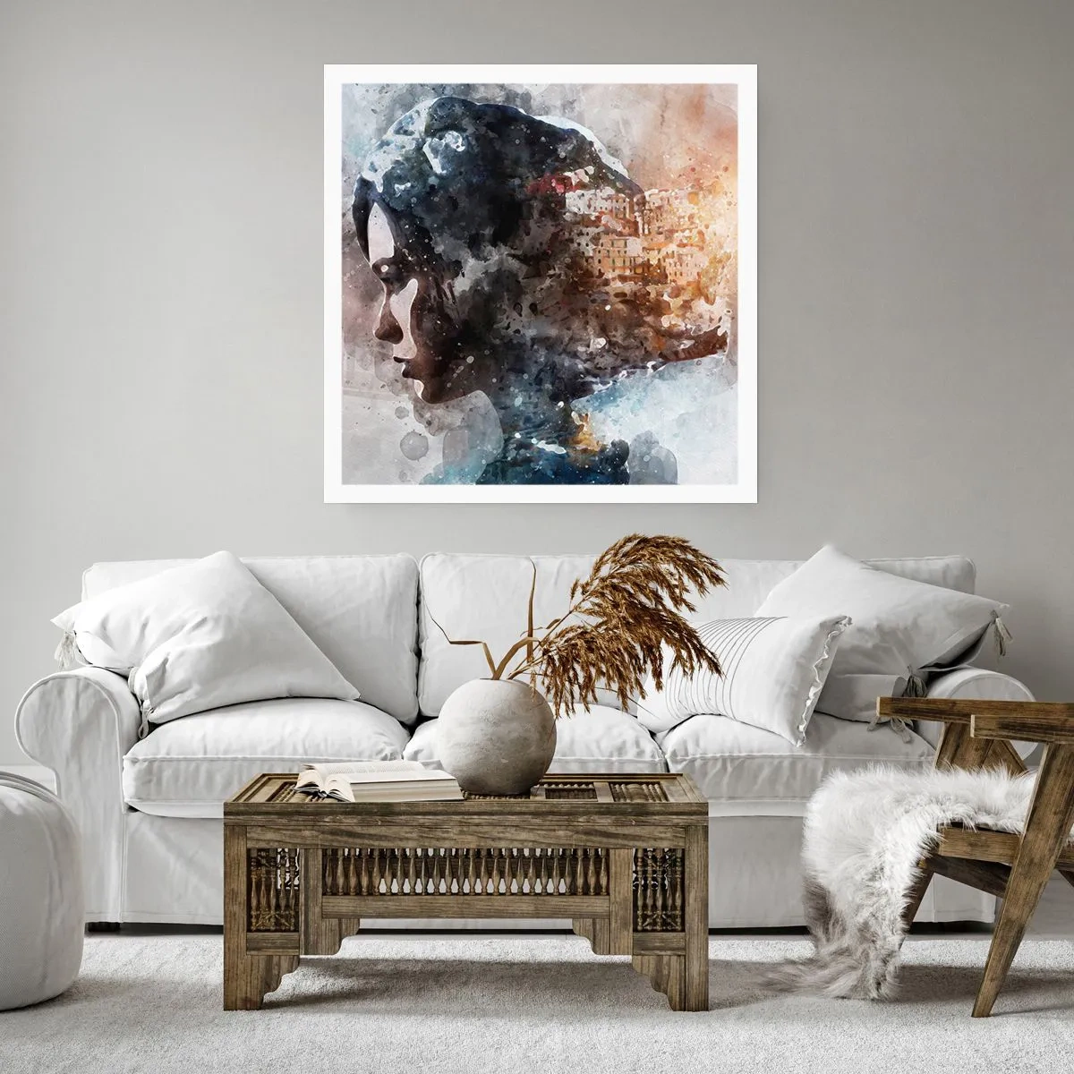 Poster - Tale about a Girl with a City in the Background - 40x40 cm