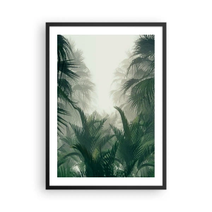 Poster in black frame - Tropical vegetation in a misty setting - 50x70cm - Tropical Secret - Modern wall decoration for the living room and bedroom ARTTOR
