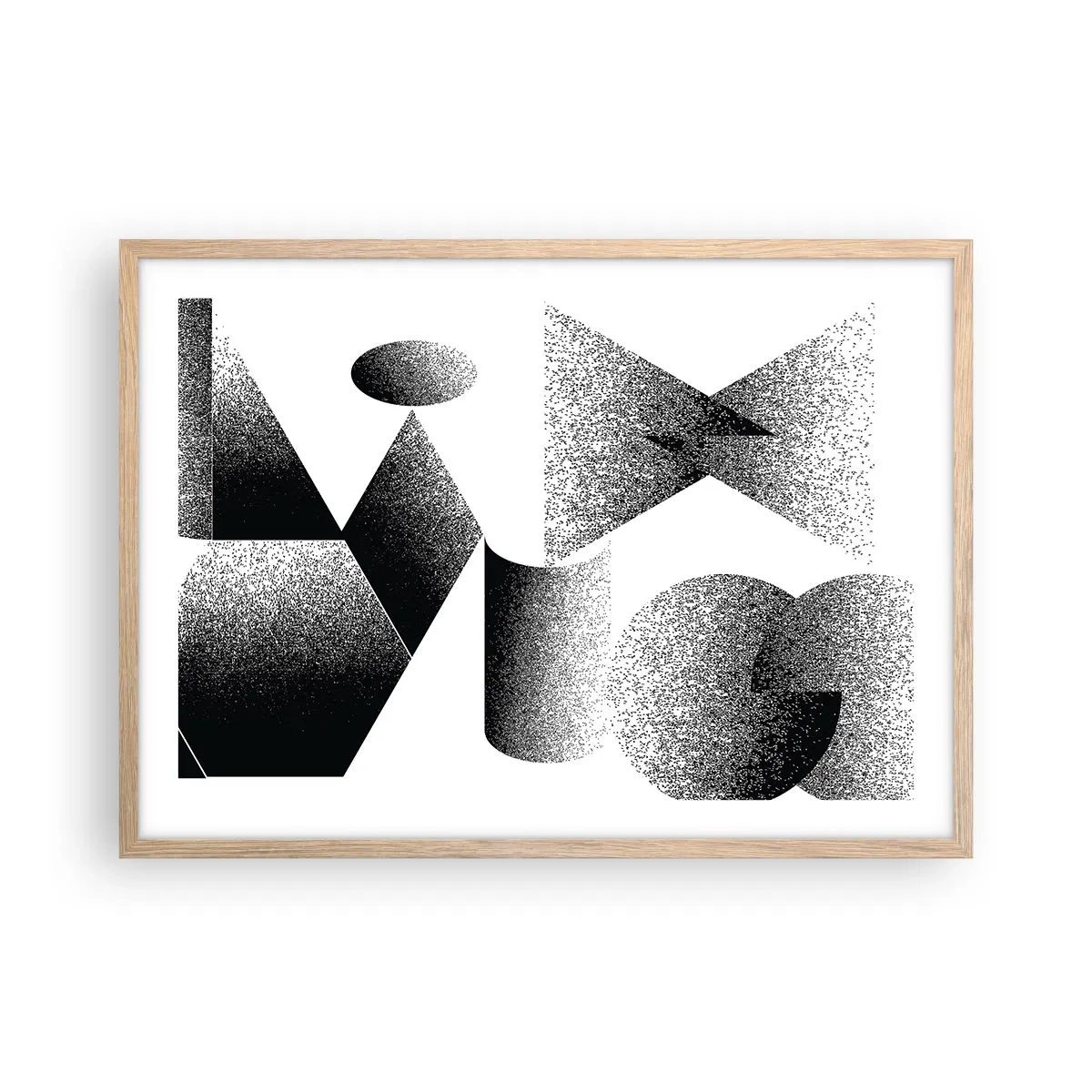 Poster in light oak frame - Angles and Ovals - 70x50 cm