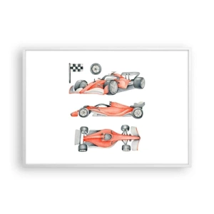 Poster in white frmae - Race for the Dreams - 100x70 cm