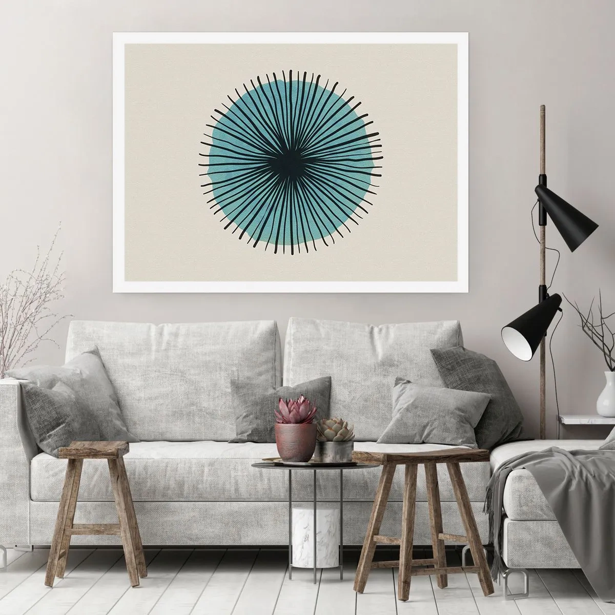 Poster - Rays on Blue - 100x70 cm