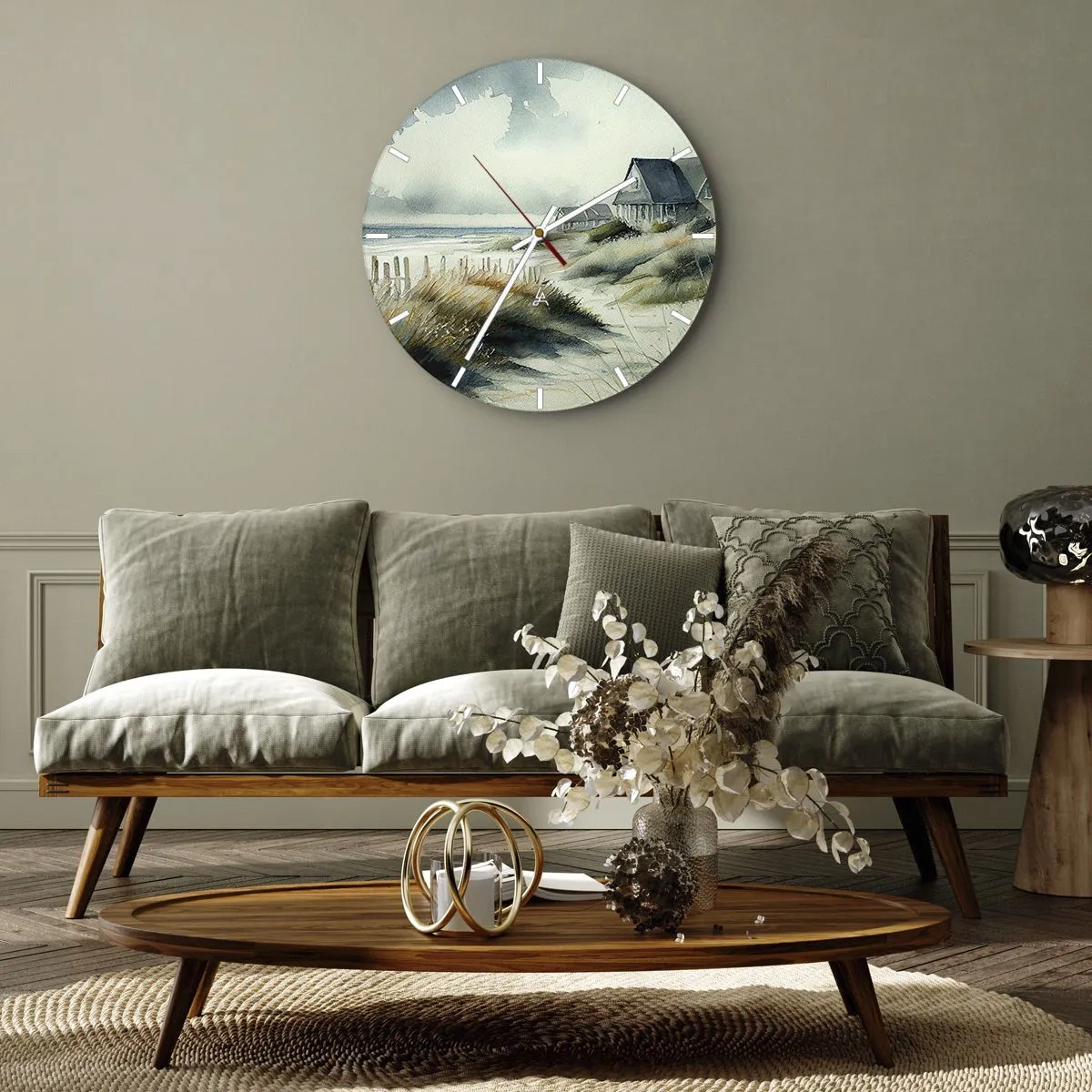 Wall clock - Clock on glass - Away from the Hustle and Bustle - 40x40 cm