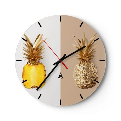 Wall clock - Clock on glass - Pineapple for Us - 40x40 cm