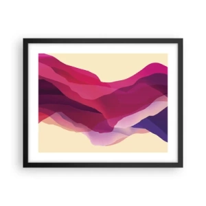 Poster in black frame - Waves of Purple - 50x40 cm