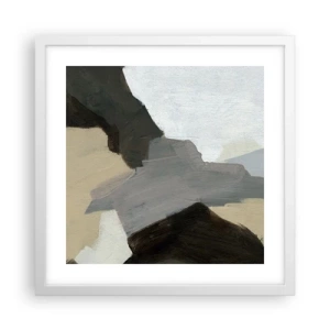 Poster in white frmae - Abstract: Crossroads of Grey - 40x40 cm