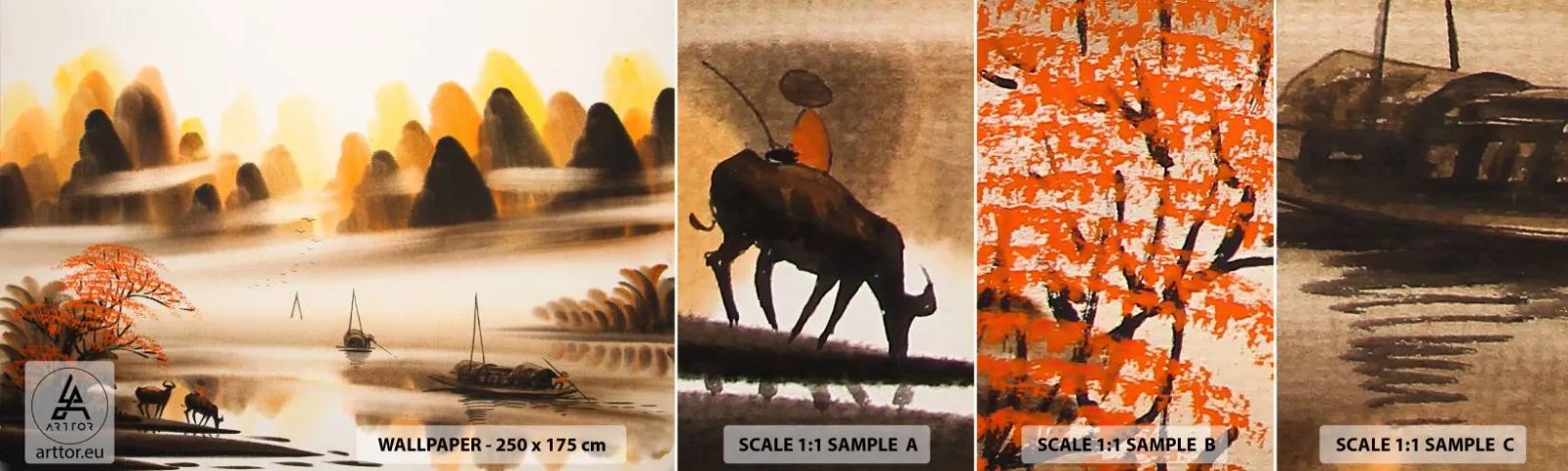 Photo Wallpaper Sample Self-Adhesive Deluxe Sticker - Further than Far East - China, Landscape, Asia - 100x30 cm