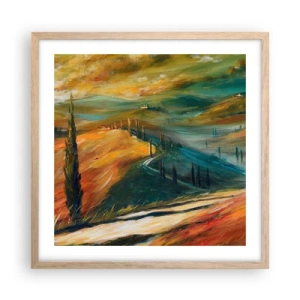 Poster in light oak frame - Tuscan Landscape - 50x50 cm