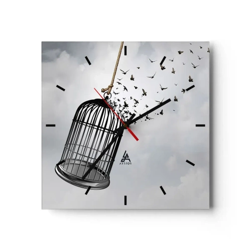 Wall clock - Clock on glass - Faith…Hope…Freedom! - 30x30 cm