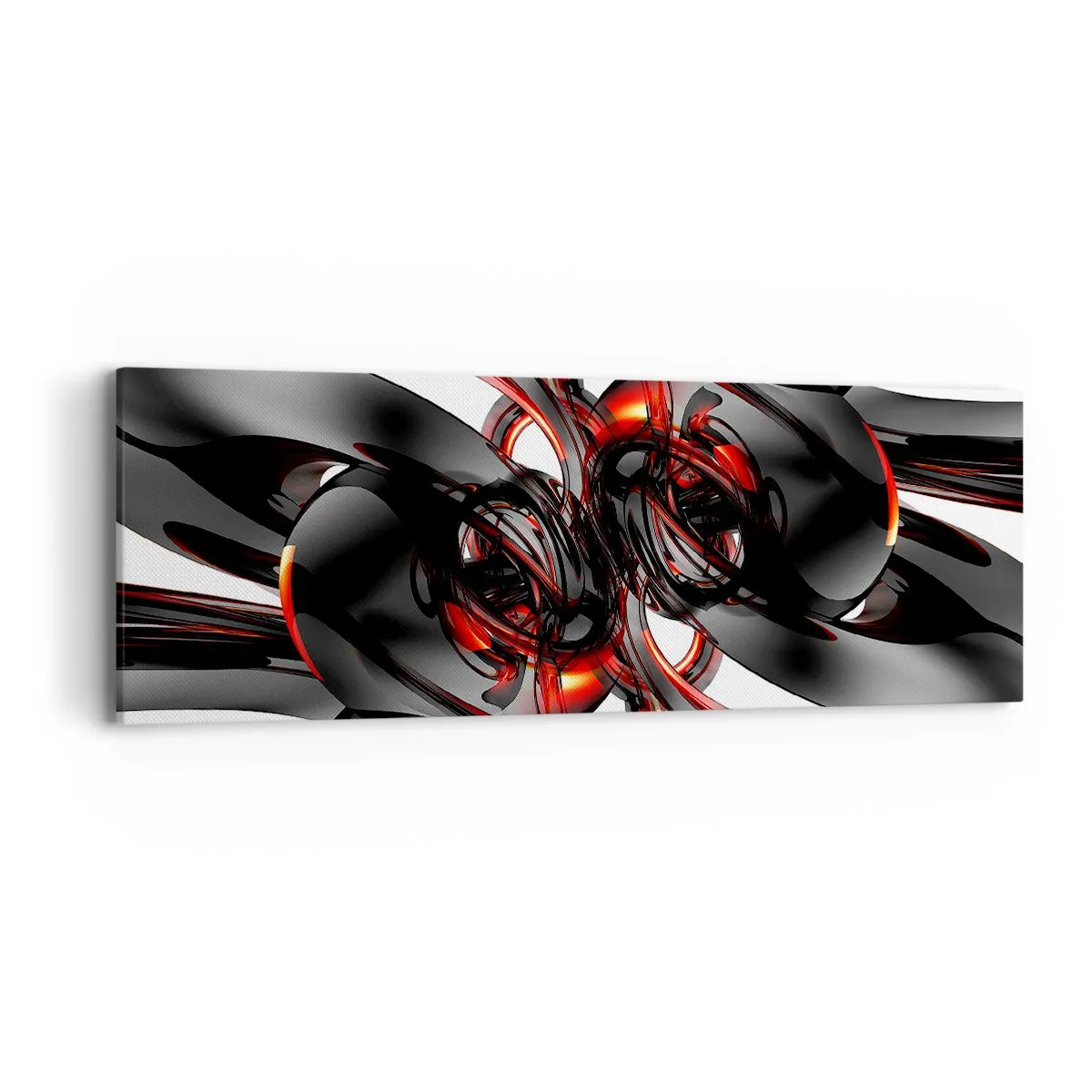 Canvas picture - Movement in Graphite and Red - 90x30 cm