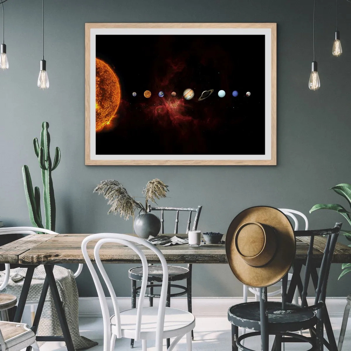 Poster in light oak frame - Our Neighbourhood - 50x40 cm