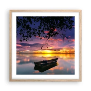 Poster in light oak frame - Serenity of the Lake - 50x50 cm