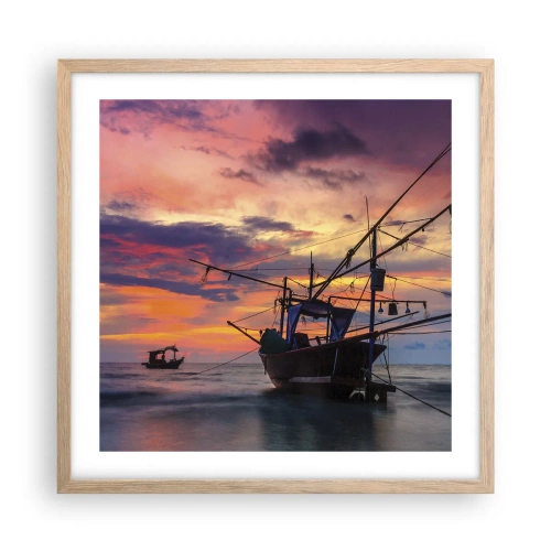 Poster in light oak frame - Exotic Evening - 50x50 cm